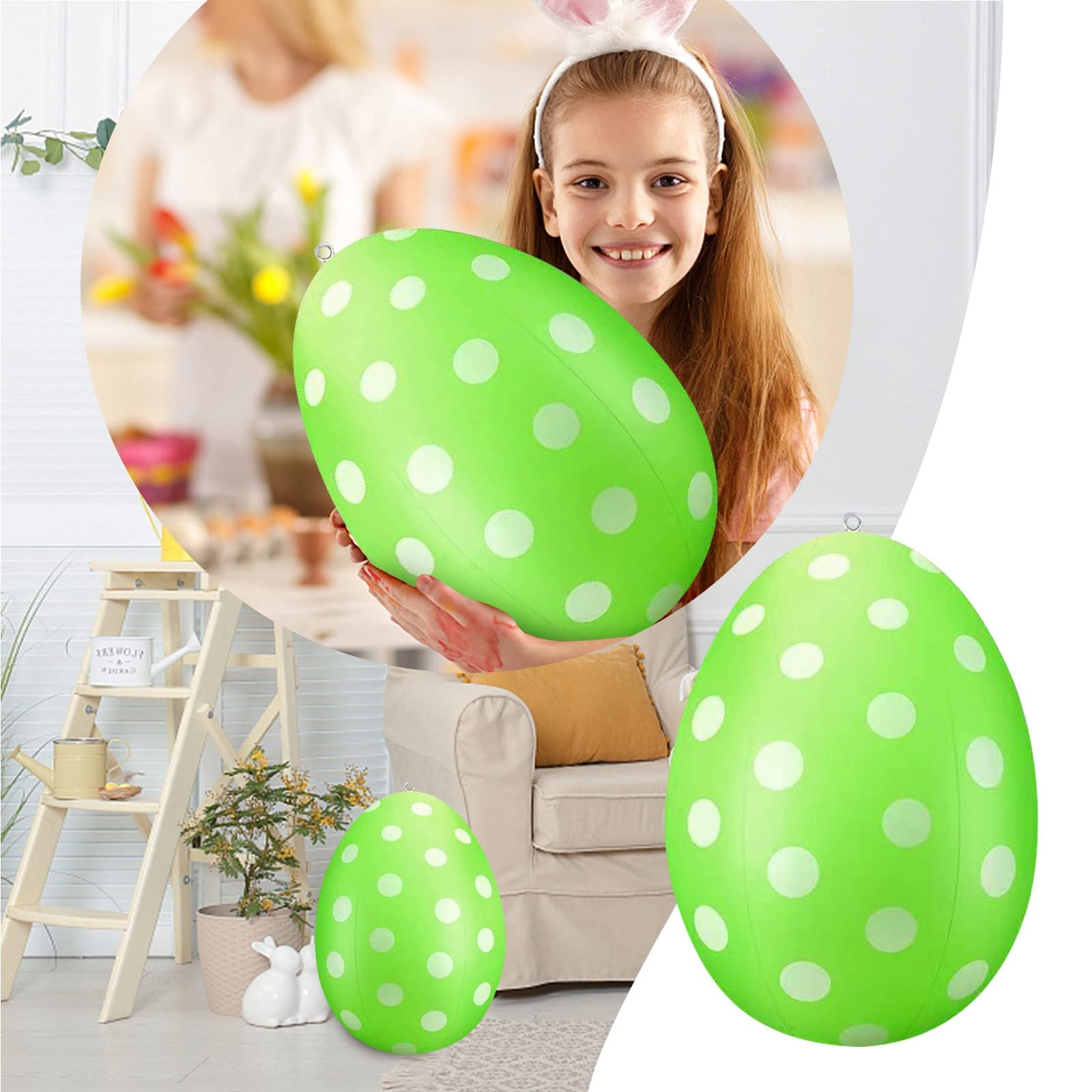 Osterdeko Outdoor – 6 Aufblasbare XXL Ostereier Mit Luftpumpe, Riesige Deko Für Garten, Party, Schaufenster & Rasen