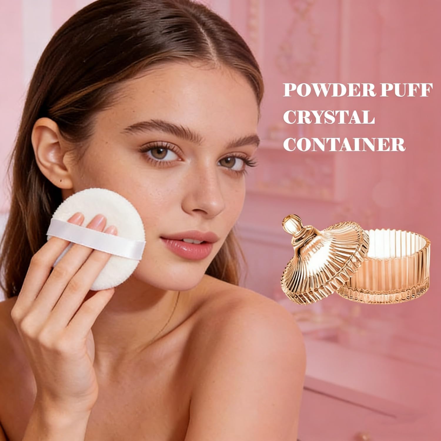 Body Powder Puff and Container, Soft Powder Puff,Glass Box for Dust Puff,Powder Puff for Body Powder,Powder Puff Wet Dry Makeup,Powder Applicator With Case for Dusting Powder - Image 5