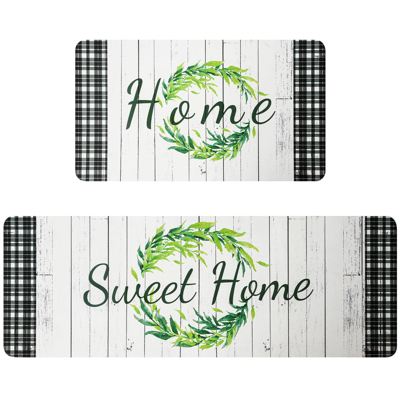 Farmhouse Kitchen Rugs Mats Set of 2 Anti Fatigue Kitchen Rugs Non-Skid Waterproof Kitchen Floor Mat Cushioned Comfort Standing Mat for Kitchen Sink Office Laundry Home