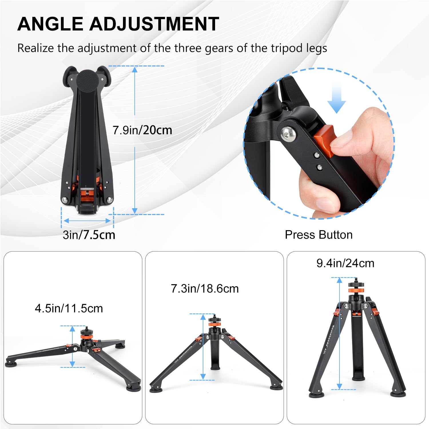 Koolehaoda trípode de Aluminio 3 pies para cámara DSLR y monopié, Soporte Universal 1/4"-3/8"