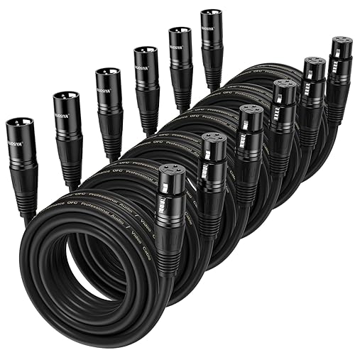 Miniatura 24 de Paquete de 2 cables XLR de 25 pies, cables de micrófono, cable de altavoz de micrófono equilibrado de alta calidad con cable XLR macho a hembra DMX