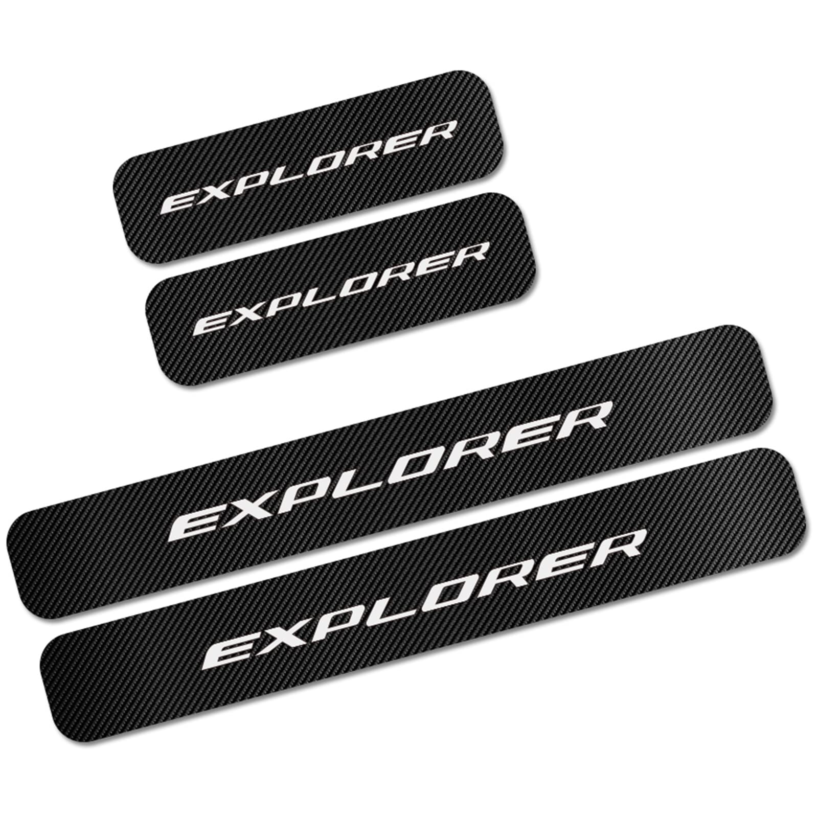 4 Adesivi Battitacco Auto In Fibra Di Carbonio - Per Ford Fiesta, Kuga, Focus, Con Colla 3M