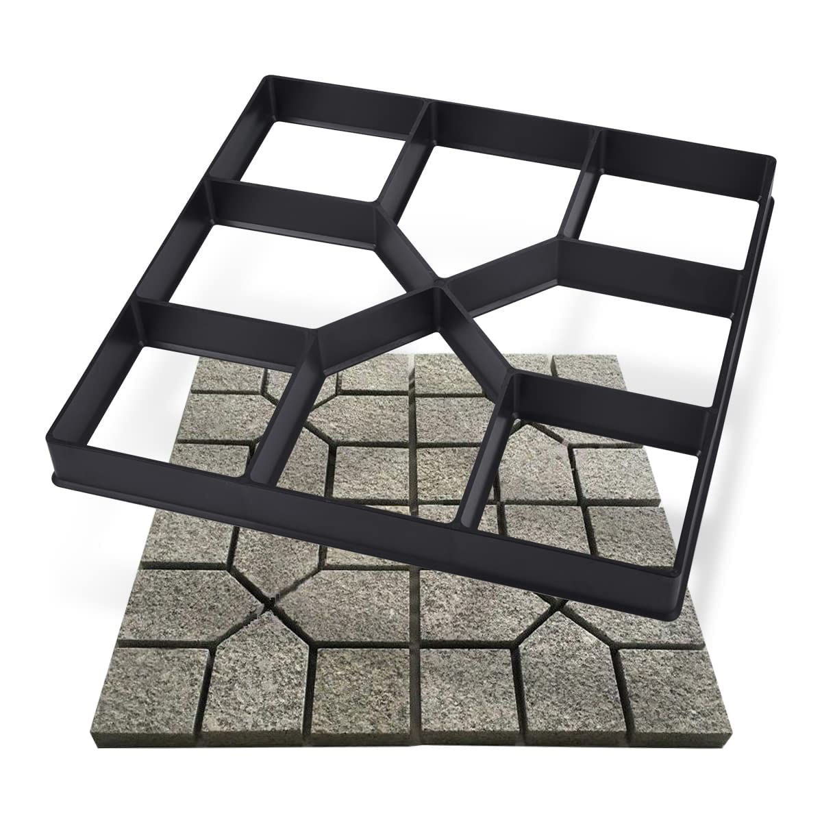 XXBSAZ 2 Pack Paver Molds for Concrete, Reusable Walk Maker Mold Path Stepping Stone Paver for Patio, Lawn, Garden, DIY Walkway (16"x16"x1.8")