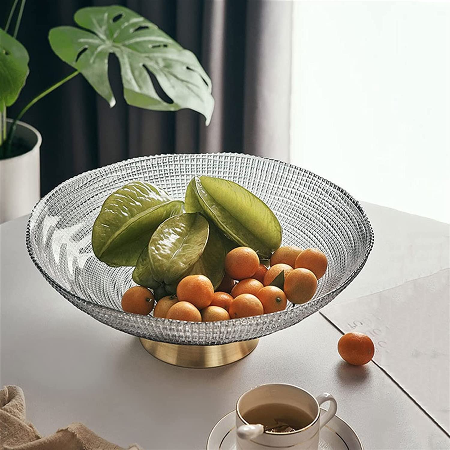 Kosz na Owoce Patera na Owoce Miska na Owoce Szklany Talerz Na Owoce Płytki Talerz Sypialnia Salon Miska Na Owoce Home Decor Miska Koszyk na Owoce(G,14.8 * 7.3cm)
