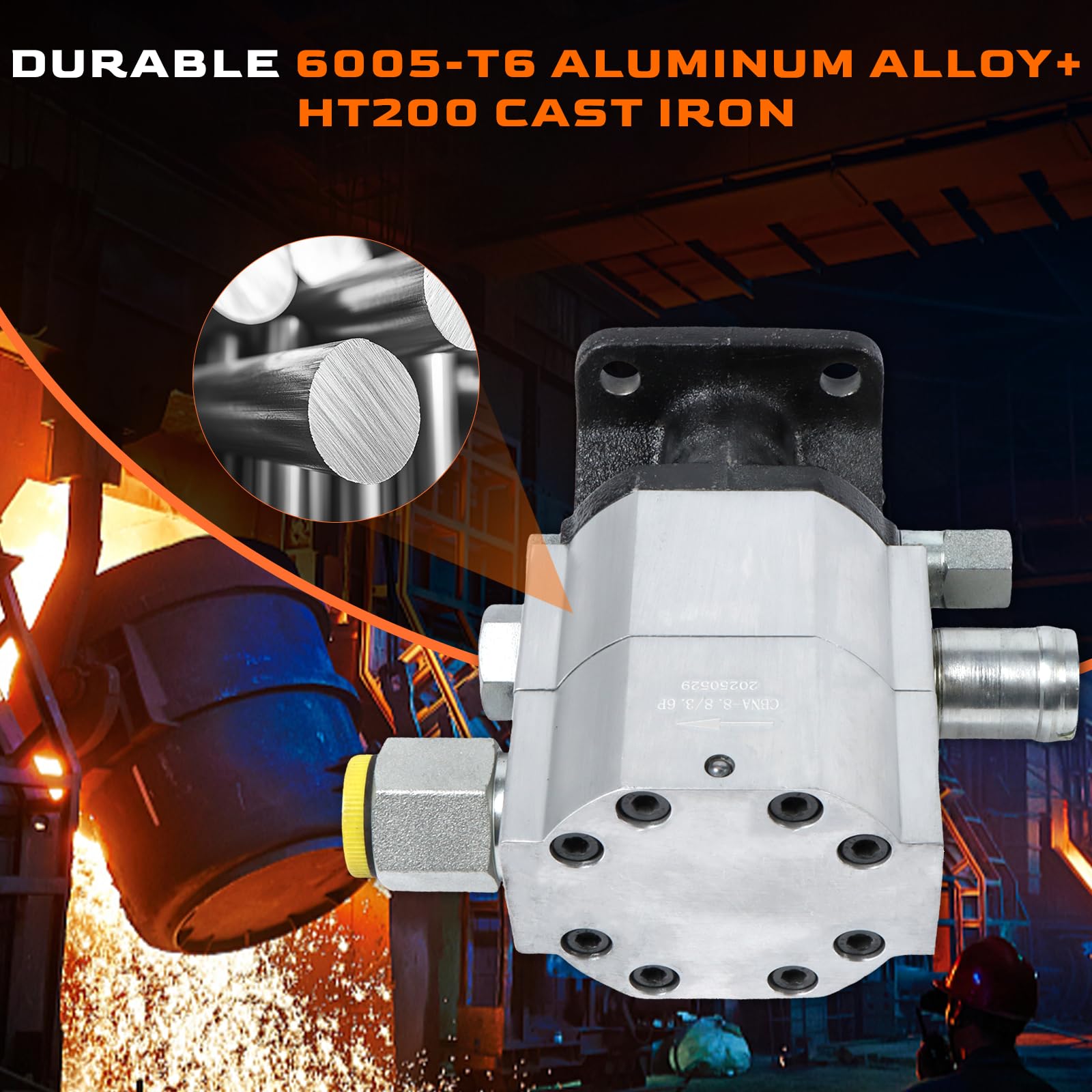 Pompa idraulica spaccalegna a 2 stadi da 13 GPM - 3000 PSI Porte NPT 1" Pompa idraulica a ingranaggi per spaccalegna e lavorazione del legno | Adatto a motori da 5,5 a 7,5 HP
