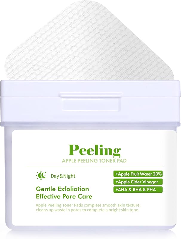Tônico esfoliante em pads DERMAL Apple AHA BHA PHA com 80 unidades e água de maçã a 20%