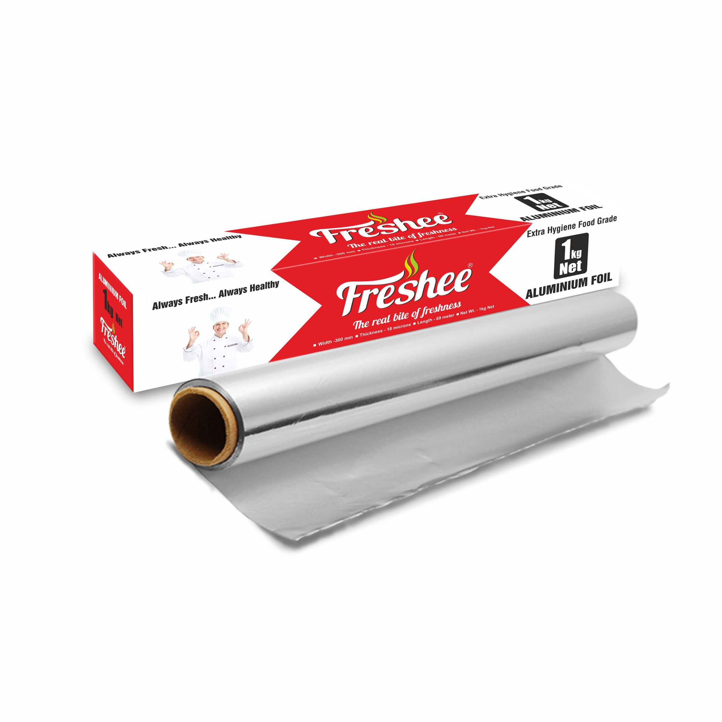 Freshee Silver Aluminium Foil 1 Kg Net Heavy Duty 18 Micron Silver Foil Roll for Food Packing Baking Serving-image-12