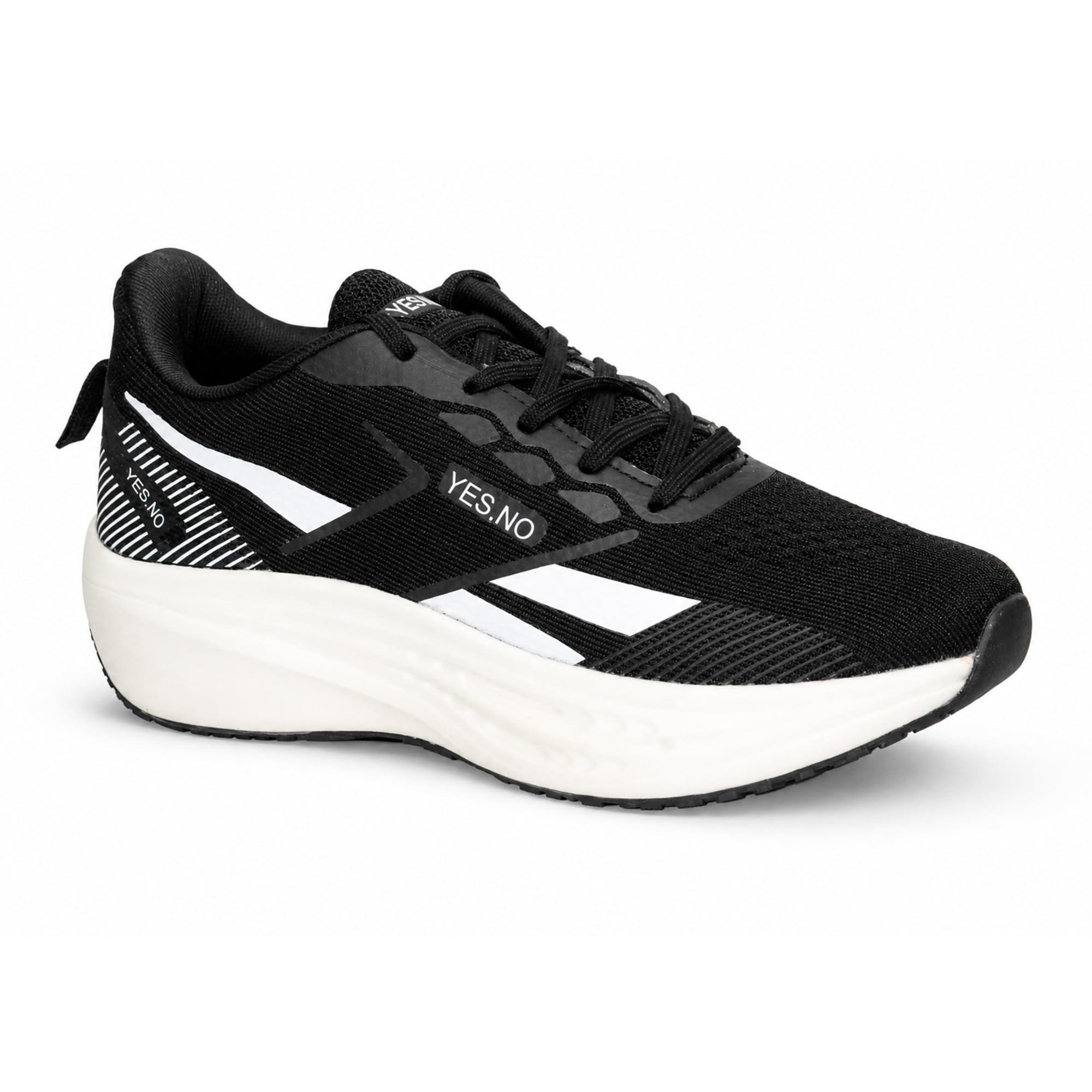 yes’no Yes'No Men's Sports Shoes | Lightweight Mesh Running Shoes with Soft Cushioning & Lace-Up Design | Comfortable Slip-On Sneakers for Walking, Jogging, Gym 2” Curved Heel, Black-picture-35