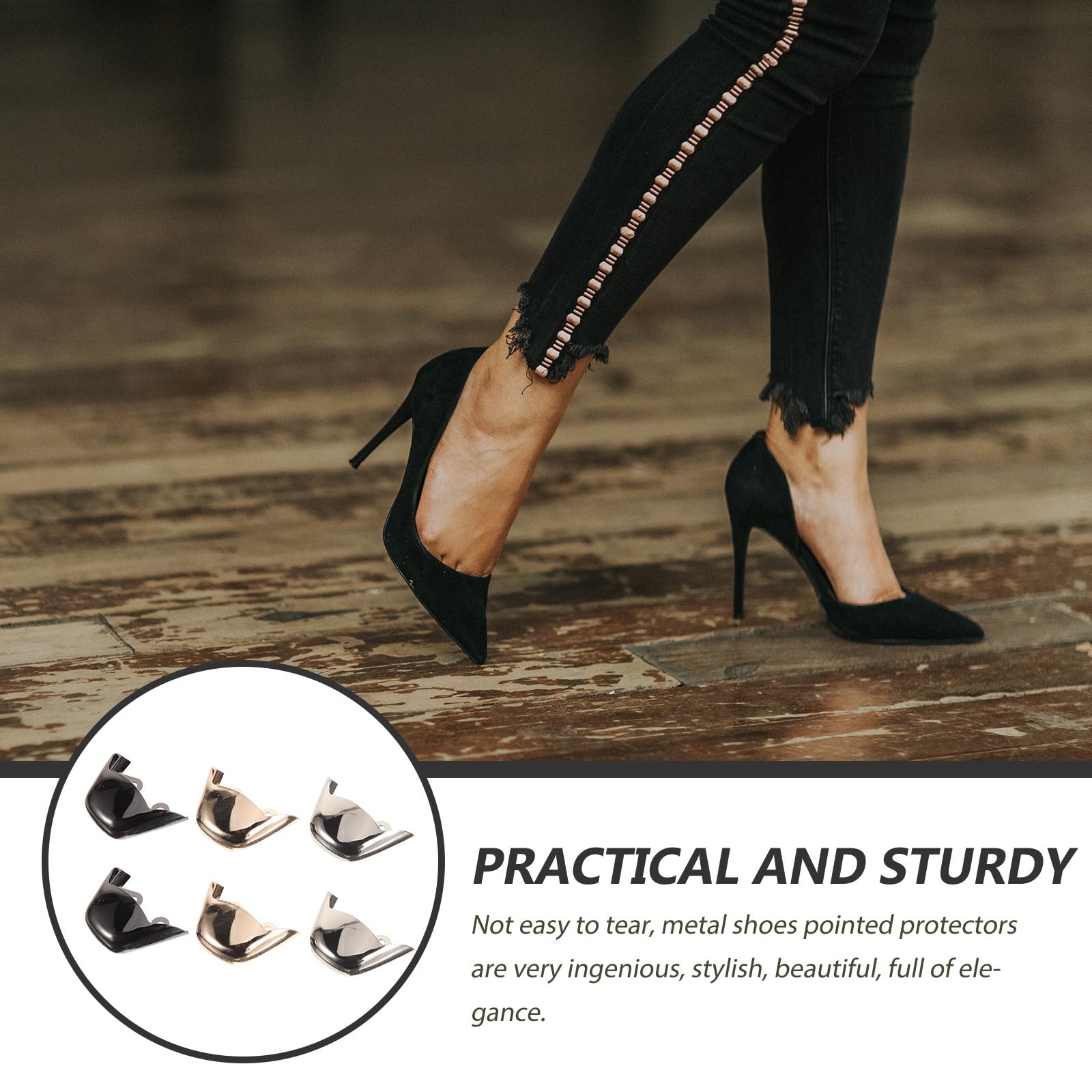 Cubiertas Decorativas Metálicas para Punteras de Tacones 3 Pares Protectores para Zapatos de Mujer Resistentes y Adaptables para Uso Diario y Ocasiones Obsequios