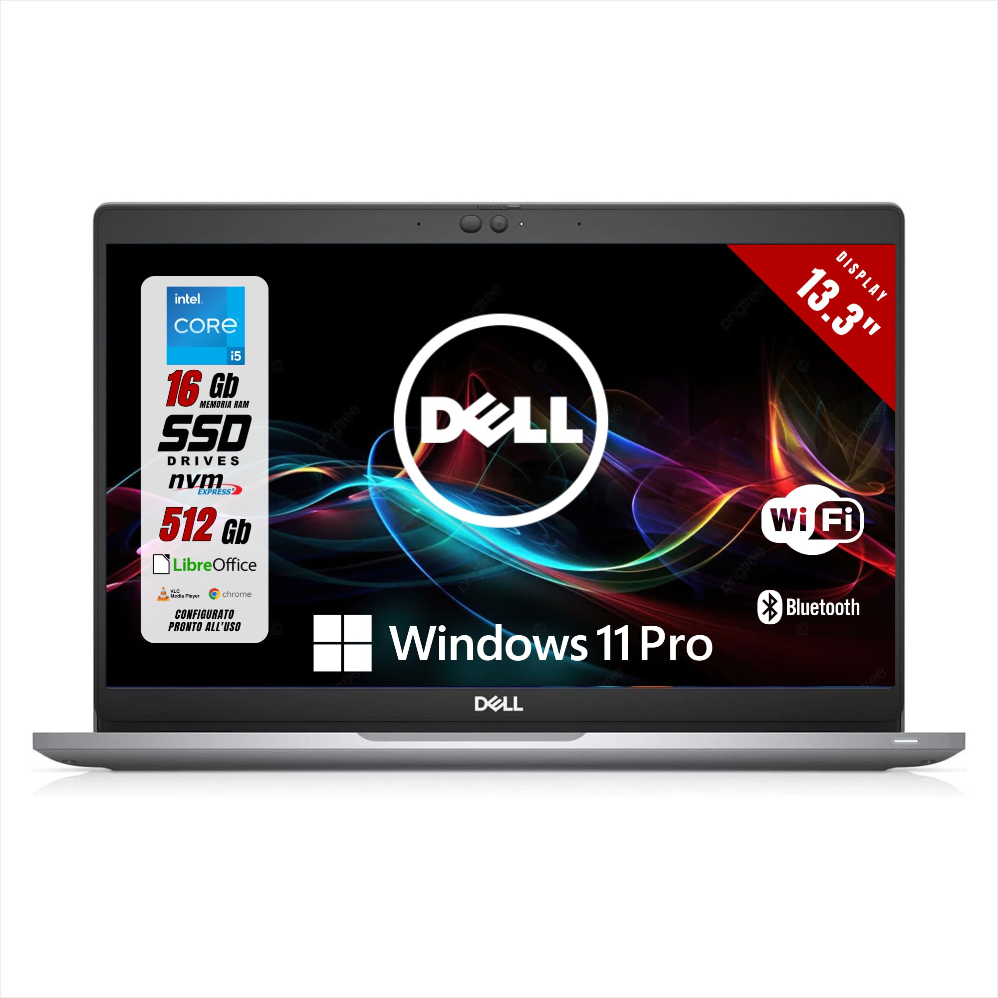 Dell Latitude 5320 Notebook PC Portatile – Intel i5‑1135G7 – 16GB RAM – SSD 512GB – Display 13.3" Full HD – Windows 11 Pro – Pronto all’Uso con LibreOffice (Ricondizionato)