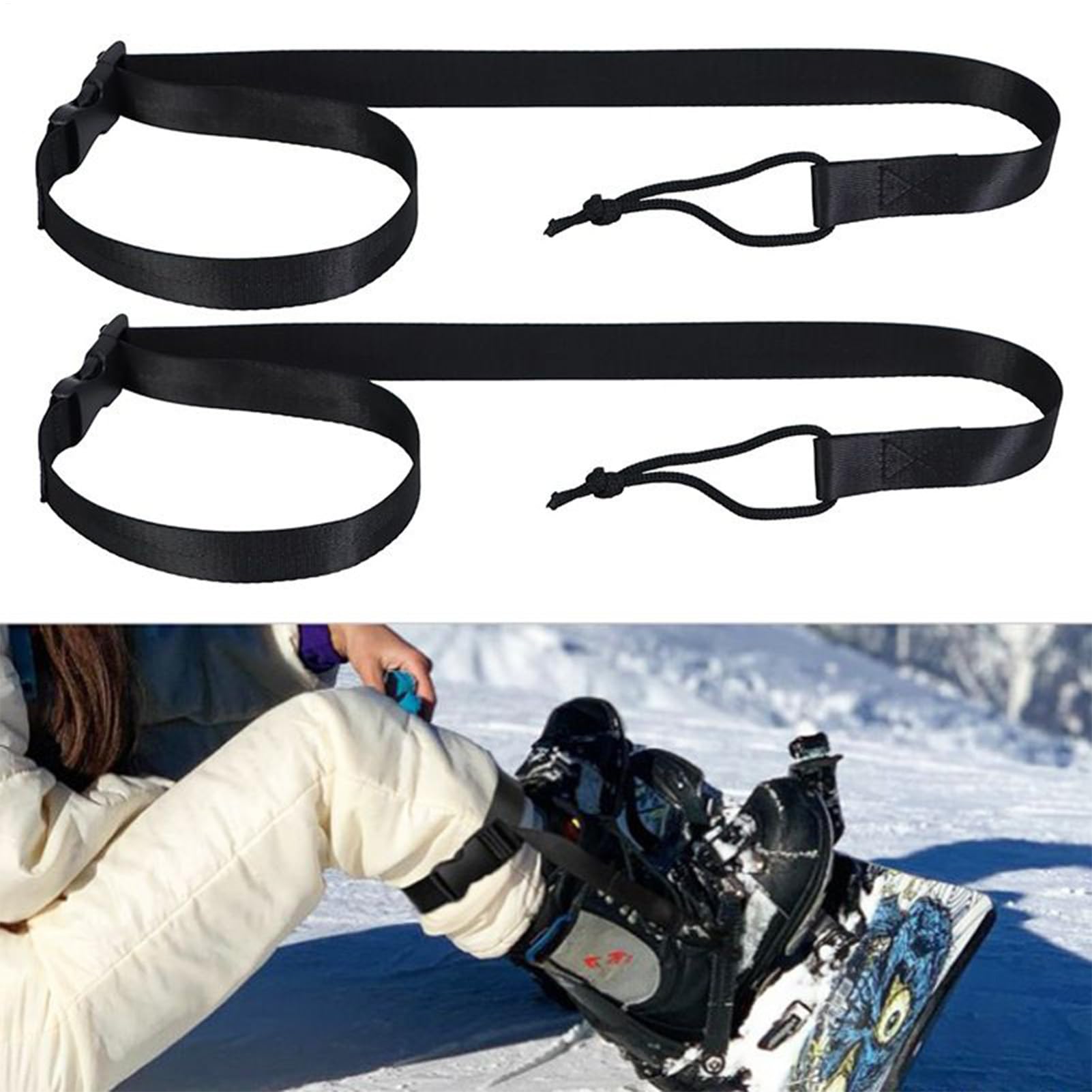 Set di 2 fasce per sci, supporto regolabile, per snowboard, attrezzatura da sci, per uomo e donna