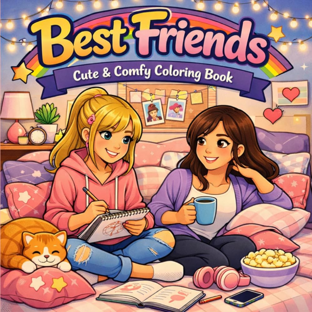Best Friends: Coloring Book for Adults and Teens Featuring Cute Besties, Cozy Moments, and Everyday Adventures for Relaxation (Cute & Easy Coloring)