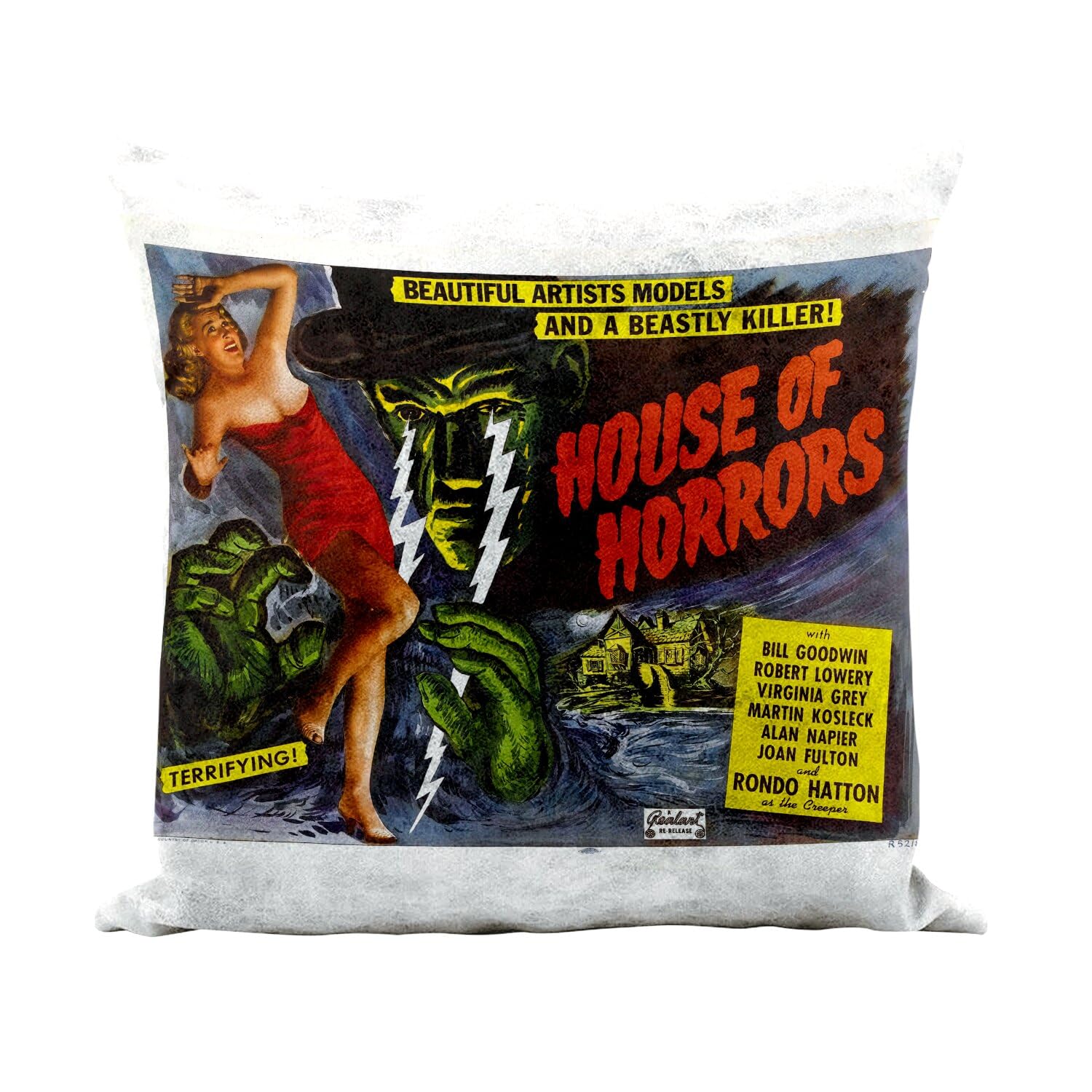 Coussin toucher cuir blanc imprimé affiche de film rétro vintage 40x40