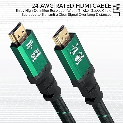 Miniatura 4 de Ritz Gear Cable HDMI 2.0 4K de 8 pies paquete de 5 cable de nailon trenzado de alta velocidad de 18 Gbps y conectores dorados - 4K