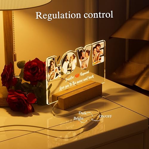 Miniatura 2 de Regalos para el día de San Valentín para él y ella, luz nocturna de amor personalizada con imagen, regalos de cumpleaños para novia, novio, regalos