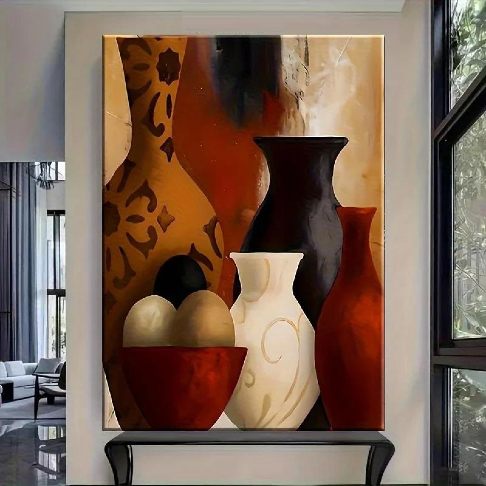 Baibexing Abstract Brown Ceramic Jar And Vases Poster And Prints Canvas Painting Wall Art Picture For Living Room Home Decor 21X30Cm Unframed