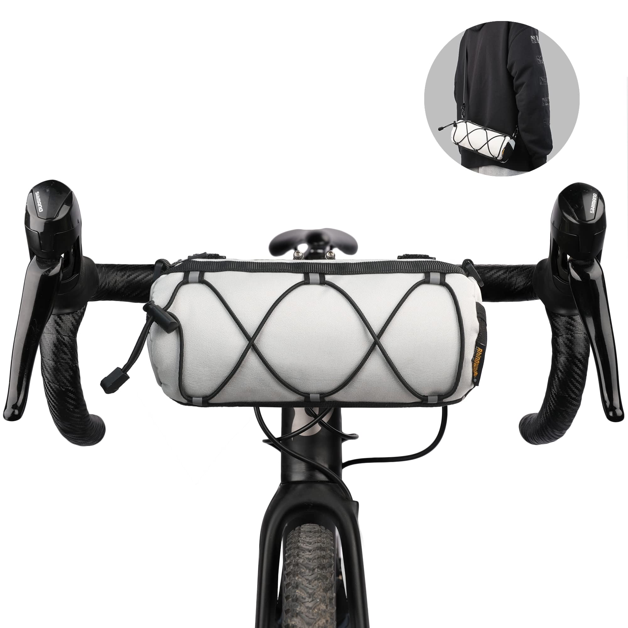 Rhinowalk Nuova borsa da bicicletta Borsa da manubrio per bici impermeabile Telaio anteriore MTB Zaino portaoggetti di grande capacà Accessori per ciclismo  18
