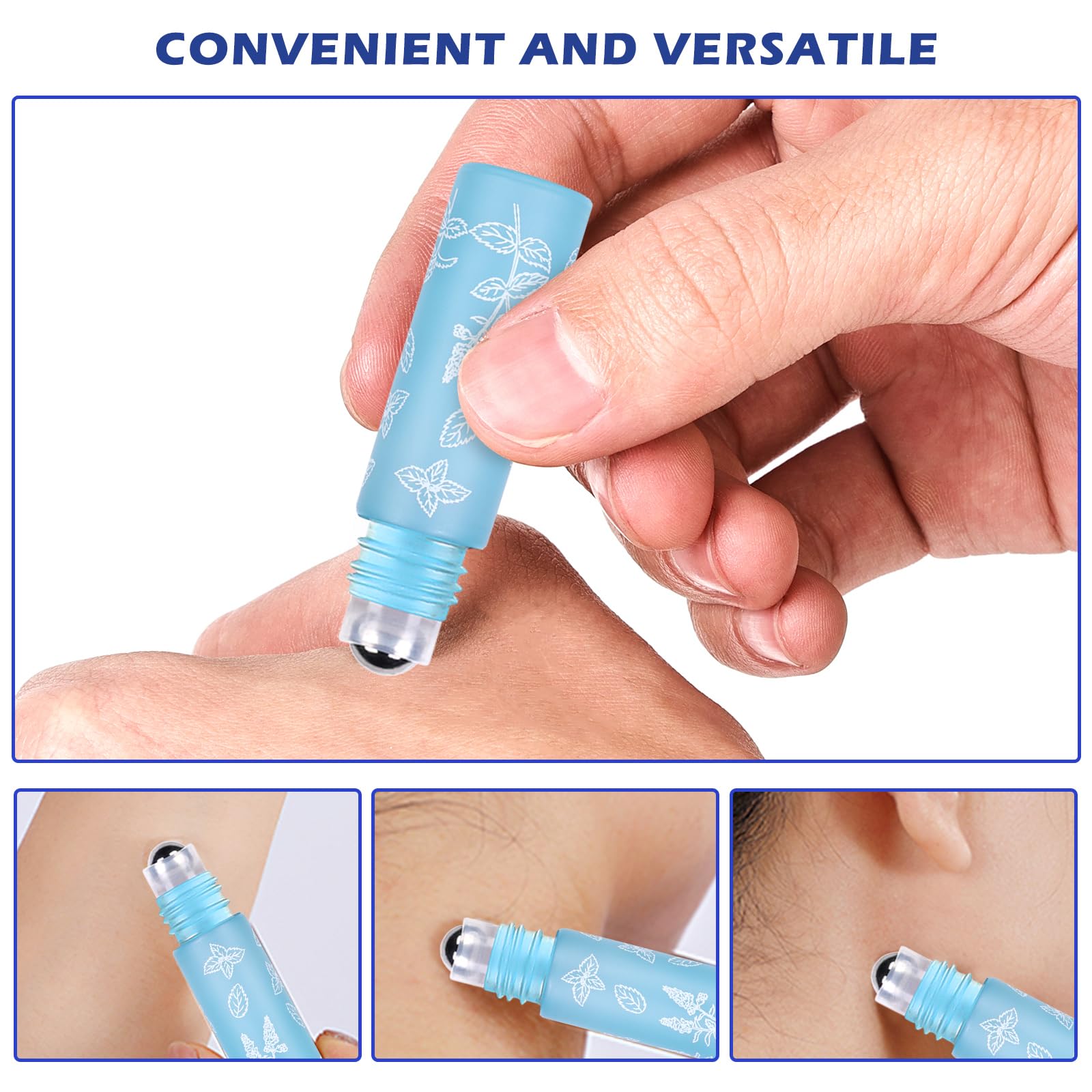 24 bottiglie di vetro per oli essenziali, bottiglie roll-on con palline, multicolore