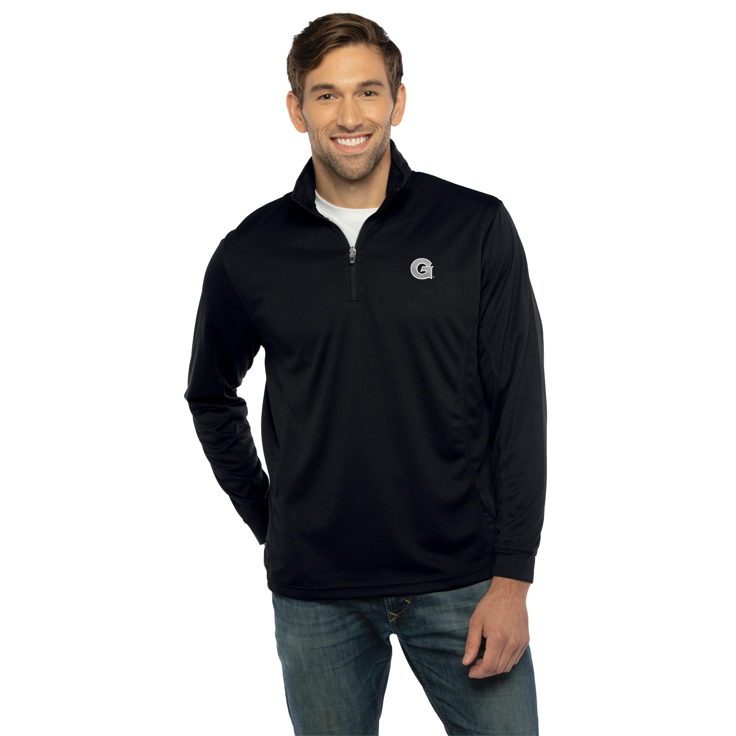 Vantage Apparel NCAA mens Collegiate Men's Performance Micro Mesh Black 1/4 Zip Pullover