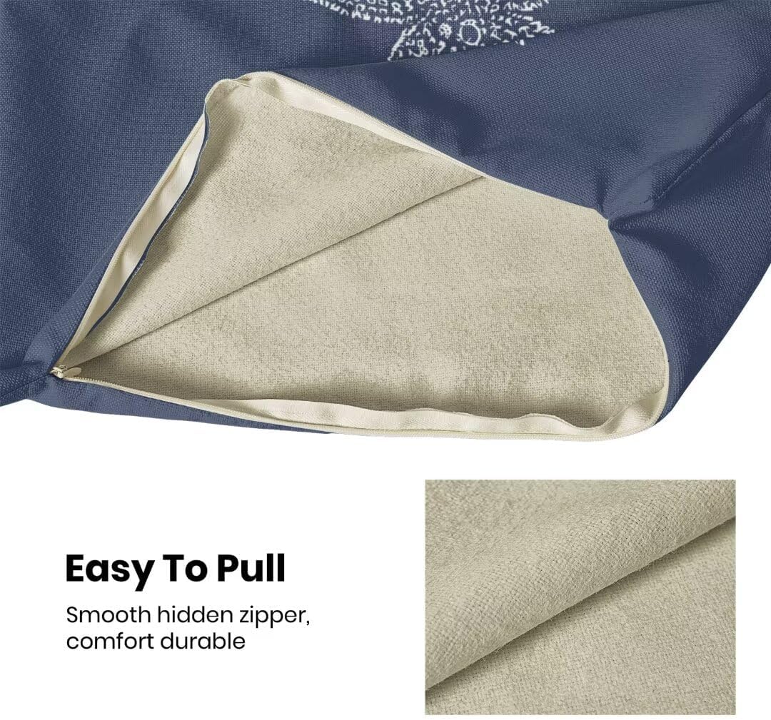 AEIOAE Coastal Pillow Covers 24 X 24 Inch Set of 2, Navy Blue Starfish Throw Pillow Covers Beach Pillowcase Linen Nautical Decor for Indoor Outdoor Home Sofa Bedroom Living Room