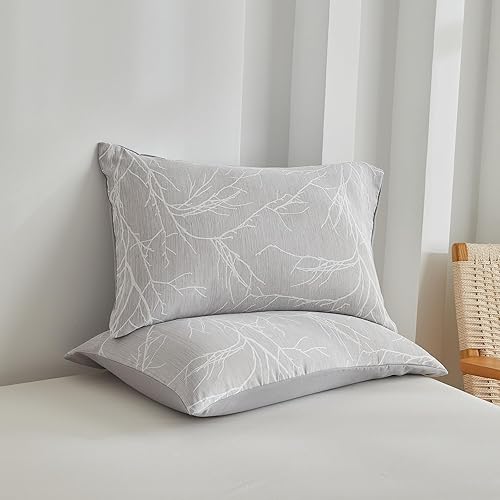 Miniatura 7 de Juego de funda de edredón tamaño Queen, 3 piezas de microfibra de doble hilo jacquard, transpirable, ultra suave, juego de ropa de cama con 2 fundas