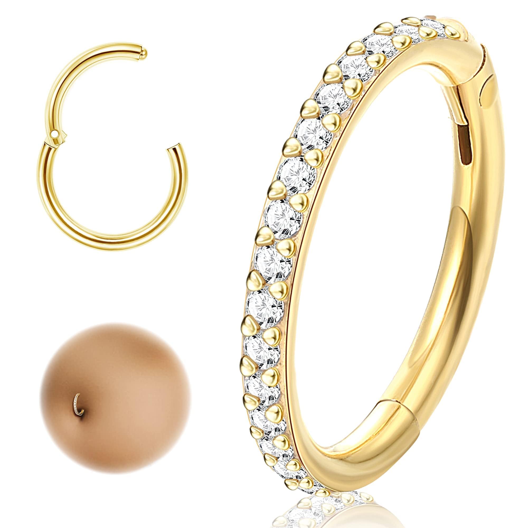 LOLIAS 14G Piercing Ombligo Aro Oro Piercing Ombligo Acero Quirurgico Piercing Ombligo Anillos 8/10MM