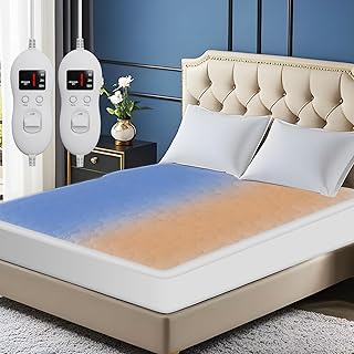 Heated Mattress Pad King Size - Electric Mattress Pad with Dual Control, 8 Heating Settings, Soft Blanket, Bed Warmer, 10-Hour Timer, Heater Sheets, 78" x 80" (Oval White, King)