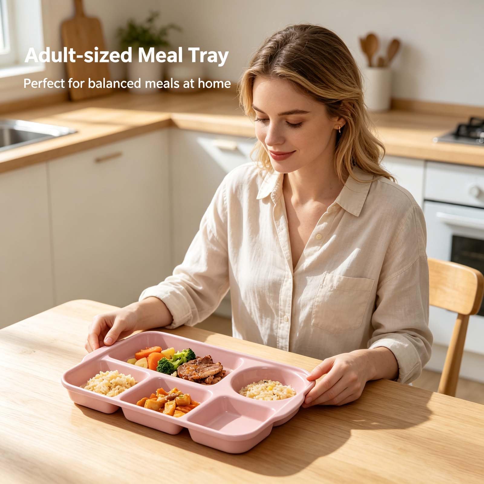 Keramikteller Mit 5 Fächern, Unterteilter Essteller, Servierplatte Für Verschiedene Speisen, Portionsteller Für Meal Prep, Reis, Fleisch, Gemüse, Obst, Beilagen, Familienküche
