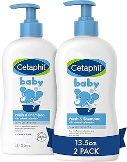 Cetaphil Baby Wash & Shampoo 13.5oz Pack of 2, Hypoallergenic Tear-Free Formula, Soap-Free for Sensitive Skin Daily Use