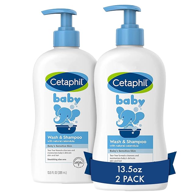 Cetaphil Baby Wash Shampoo 13 5oz Pack of 2 Hypoallergenic Gentle Enough for Everyday Use Soap Free