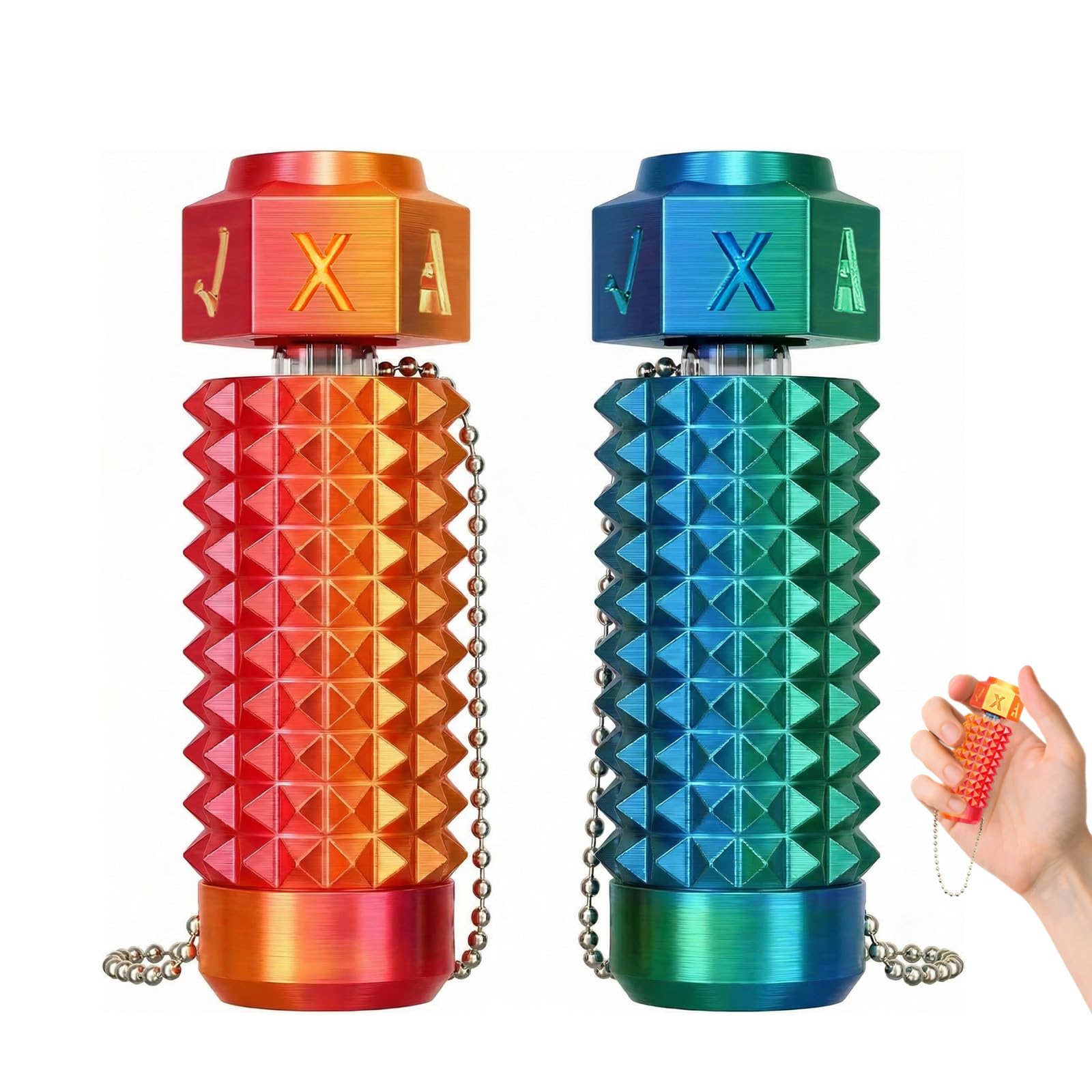 2 Pcs Spiky Fidget Toys – Pain Stim Keychain Sensory Toy – Portable Press and Rotate Stress Relief Fidget for Adults Gifts