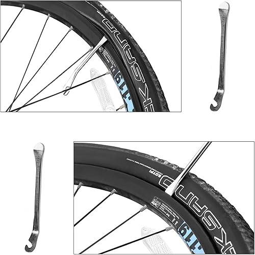 Miniatura 4 de Kit de herramientas de reparación de bicicleta negra, multiherramienta 16 en 1 con 2 cucharas de hierro para neumáticos de bicicleta, esenciales