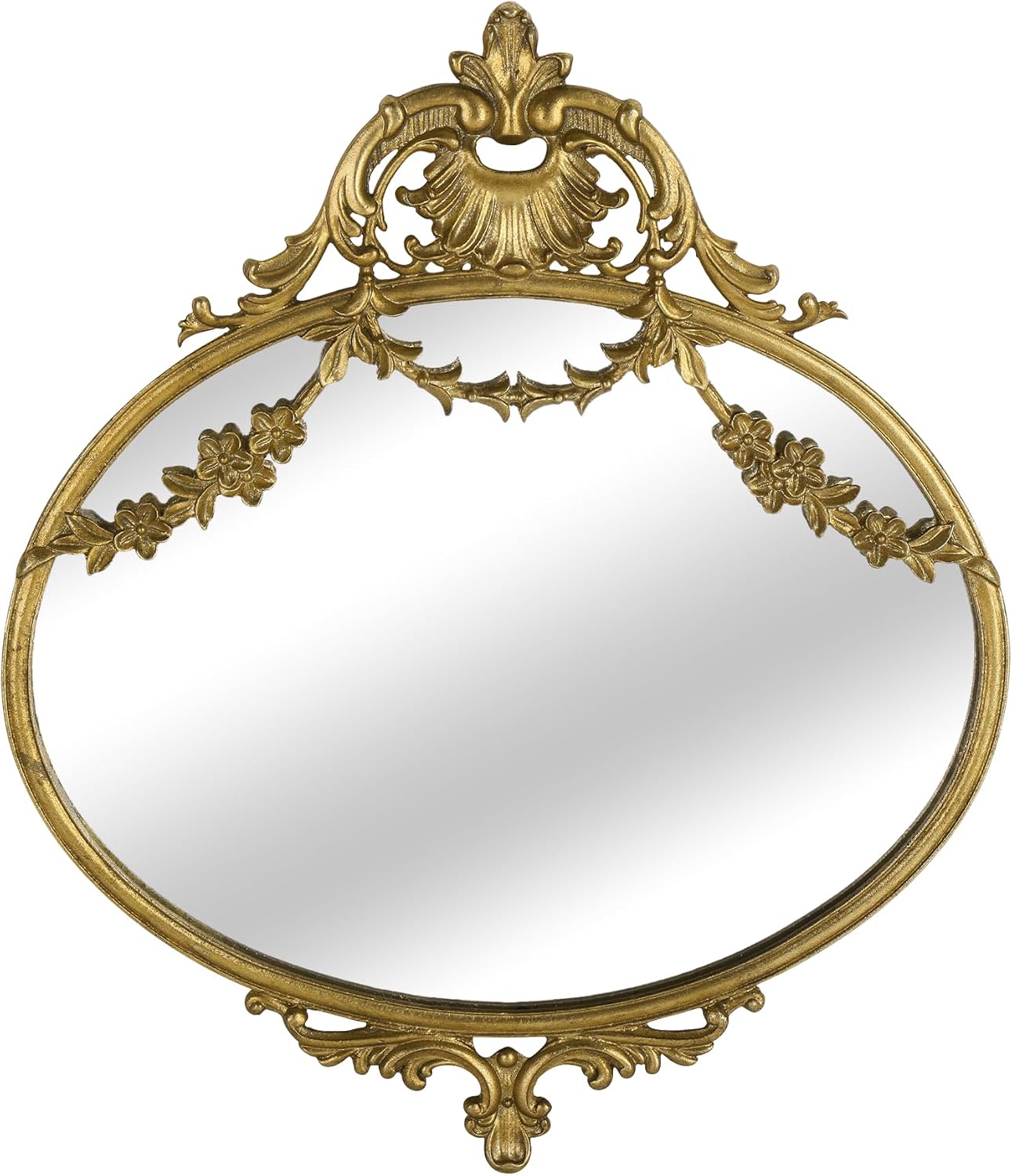 NIKKY HOME 10" x 12" Rustic Decorative Metal Oval Wall Mounted Small Victorian Mirror for Home Decor Decoration, Gold