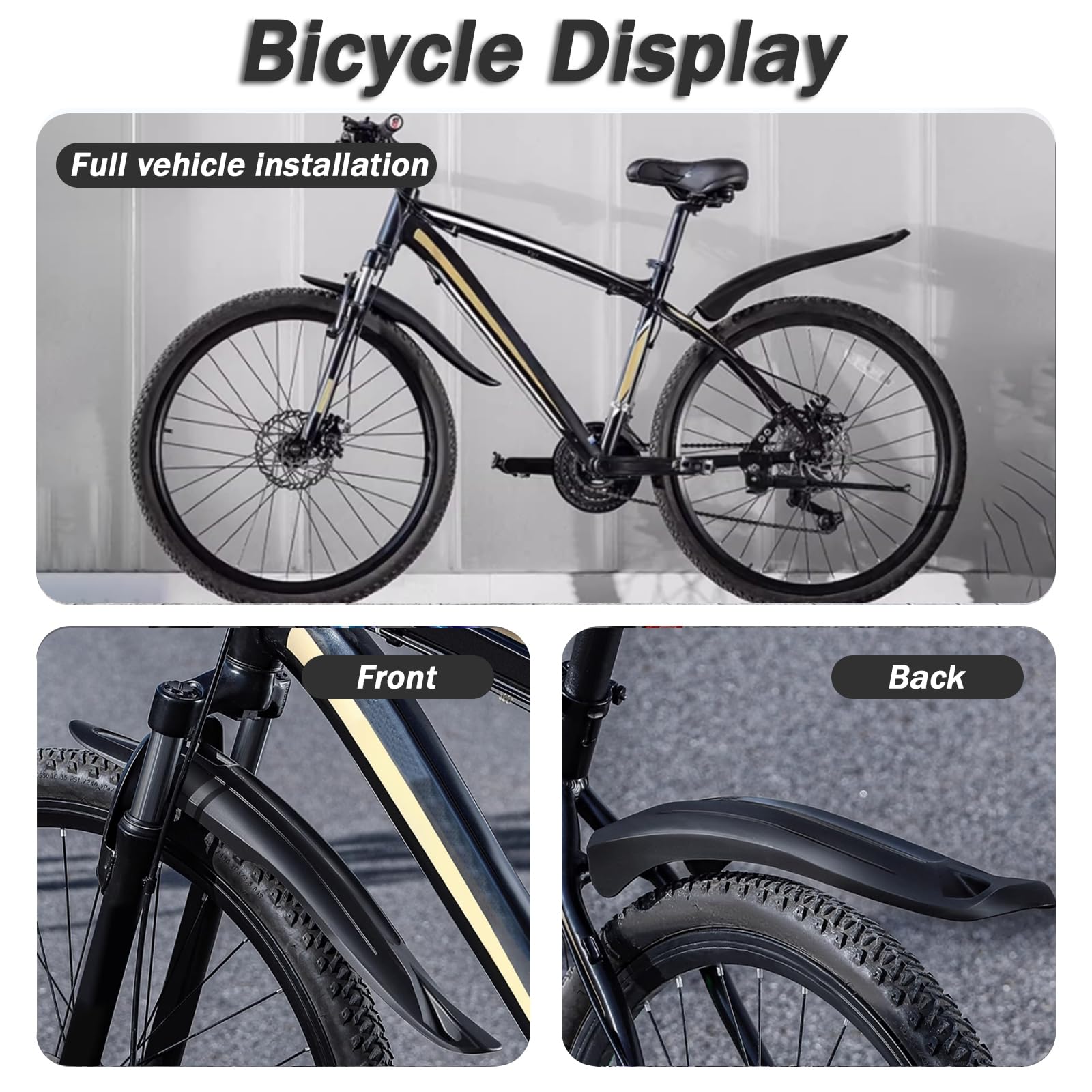VODHXA Fahrrad Schutzblech Set für Cube Reaction Hybrid Pro 2024, Einstellbar Vorne Hinten Mudguard Schutz für 24-29 Zoll MTB Rennrad, Spritzwasser Schmutz, Schnelle Demontage,A Sport & Freizeit
