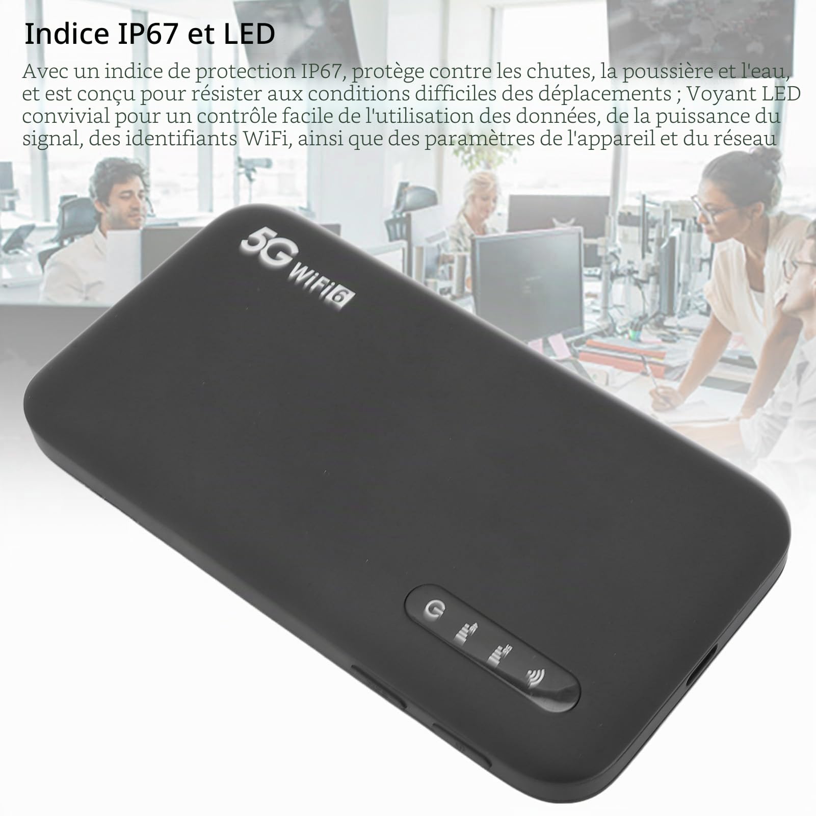 Routeur Portable 5G Mobile Hotspot WiFi 6, 5G avec Emplacement pour Carte SIM, Support 16 Appareils 6100mAh Batterie, Appareils Internet Portables pour Les voyageant et