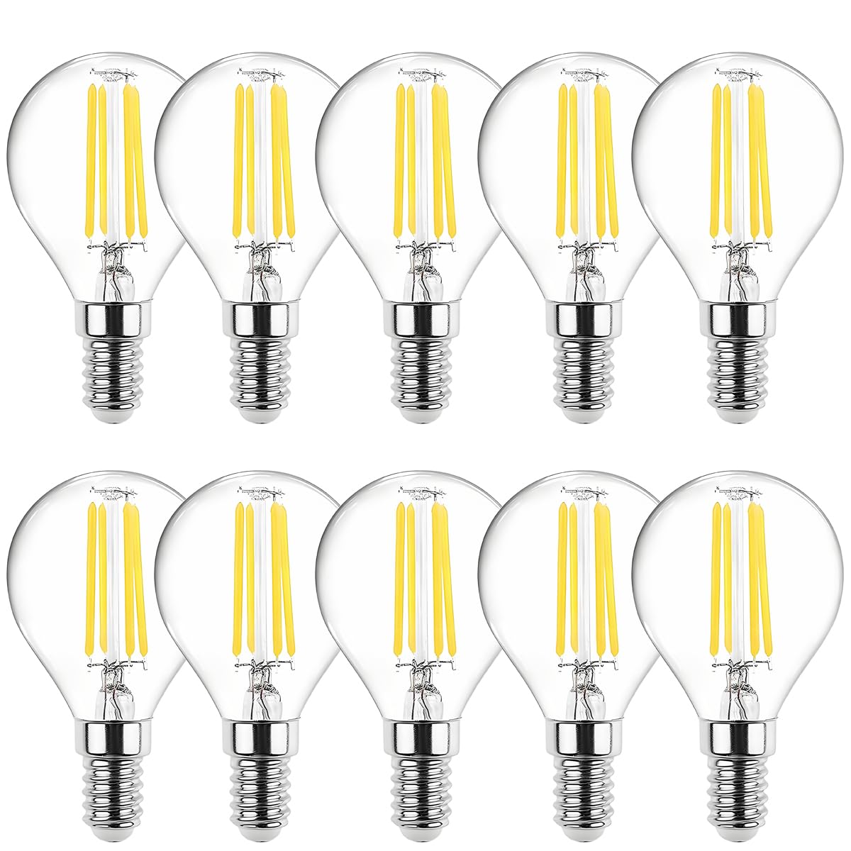 WULUN E14 4W LED Filament Bulbs, Cold White 6000K, 4W Equivalent 40W Halogen, 400LM, Transparent Glass, Edison G45 Mini Spherical Light, AC 220-240V, Non-Dimmable, for Decorative Lighting, 10 Pcs โ image 1