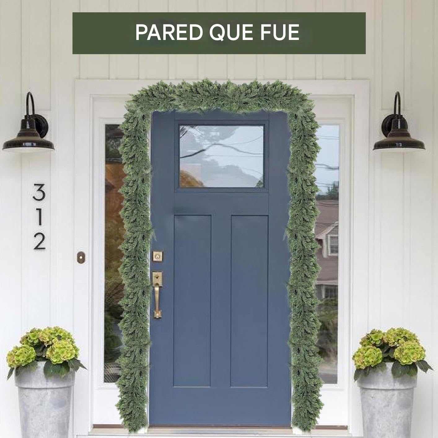 Guirnalda De Pino Decoración Navideña de Guirnalda Artificial de Cedro | Decoración Hogar para Escaleras Repisa Ventana Interior Puerta Principal