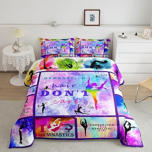 Miniatura 7 de Erosebridal Edredón acolchado para amantes de la gimnasia, bailarines de gimnasta, regalos para amantes de la gimnasta, juego de edredón con