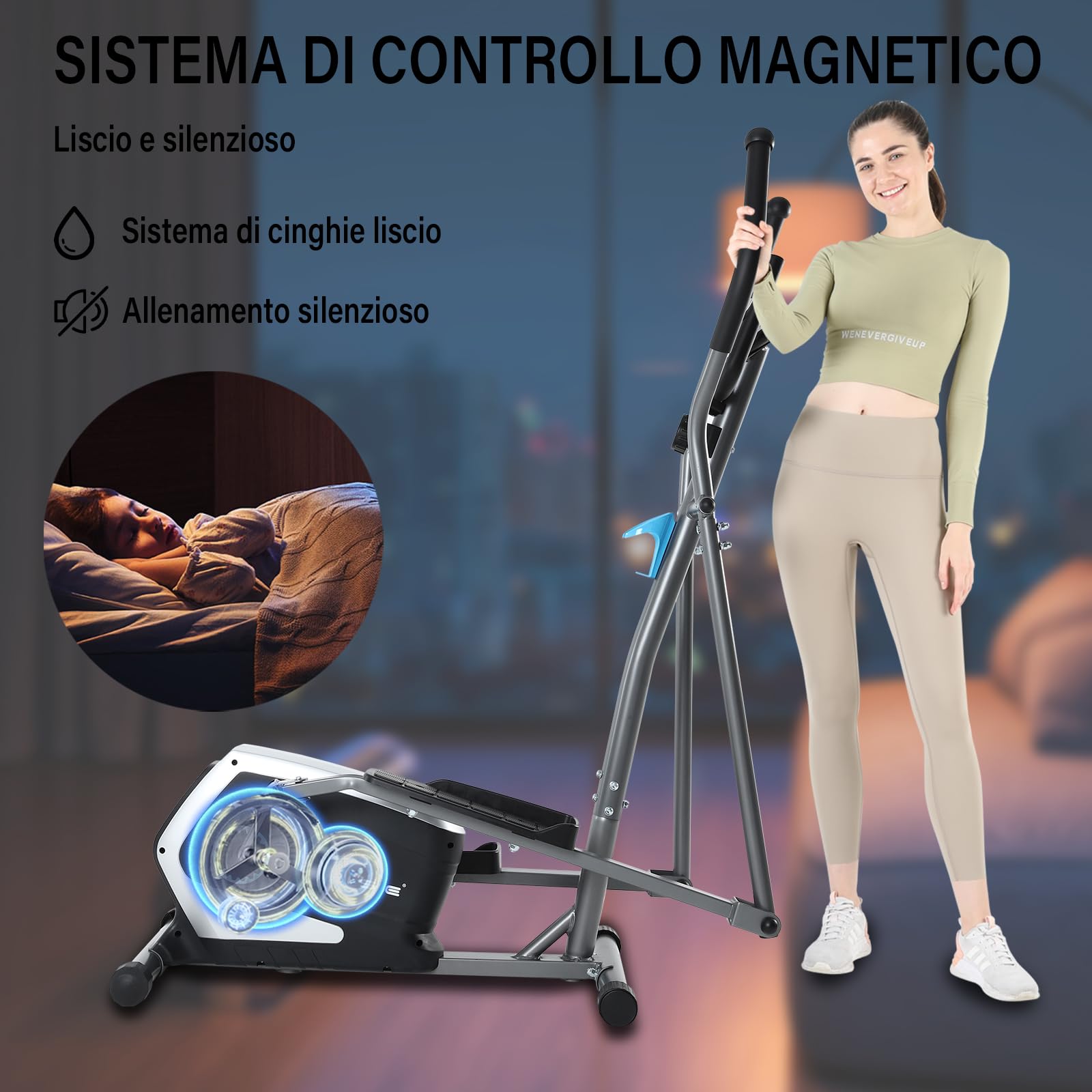 ISE Ellittica Professionale per Casa - Cross Trainer con Resistenza Magnetica 16 Livelli, Display LCD Multifunzione, Peso Utente Max 150kg, Pedane Antiscivolo, Ideale per Cardio e Allenamento Totale