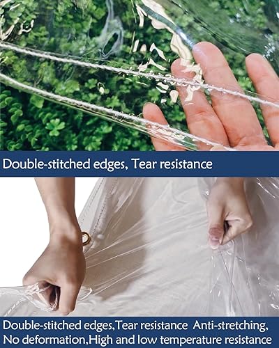 Miniatura 4 de Lonas transparentes resistentes al agua de 20 mil, lona de PVC de 10 x 10 pies con ojales de metal, bordes reforzados resistentes al desgarro, lona