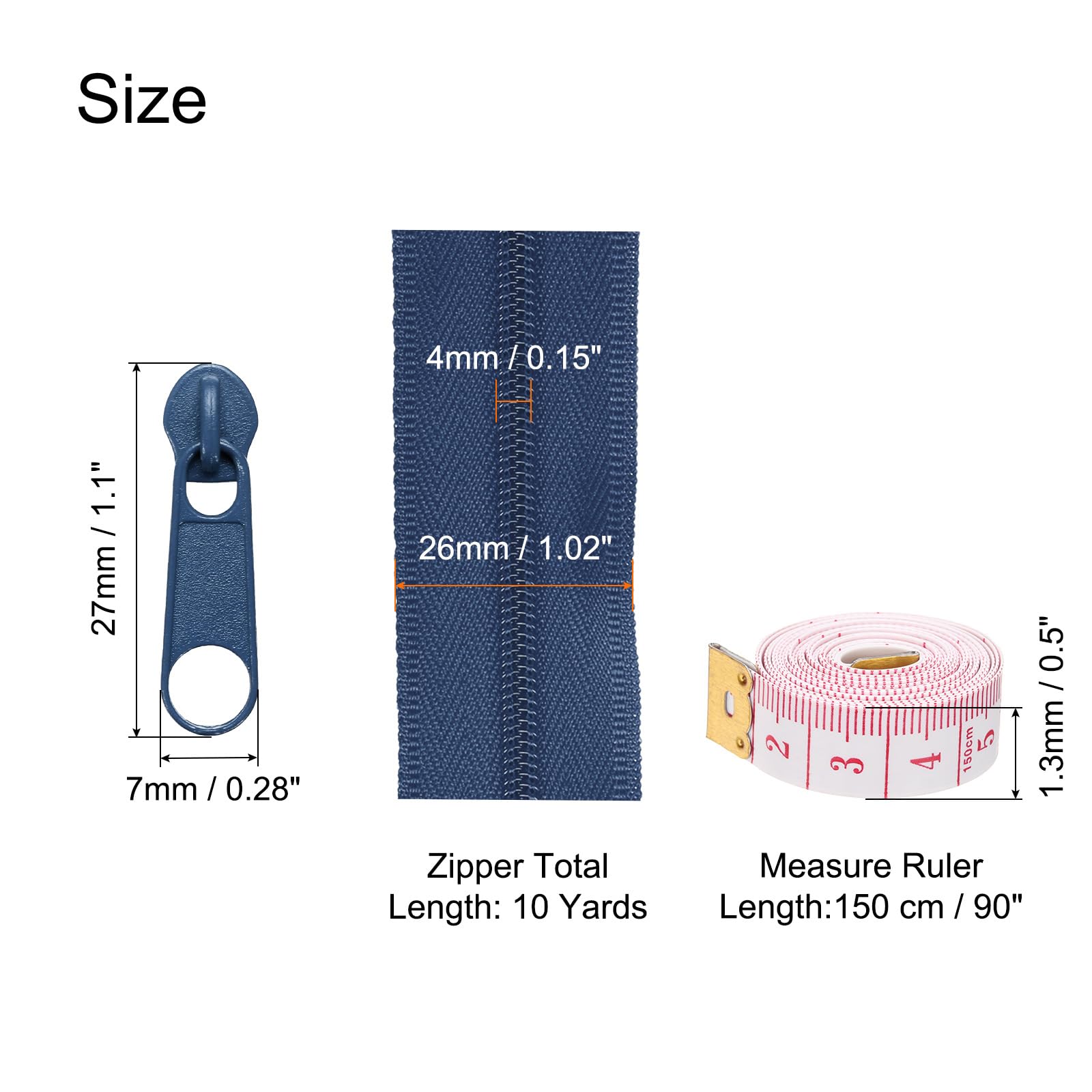 uxcell #3 10 Yards Nylon Coil Zippers - Image 2