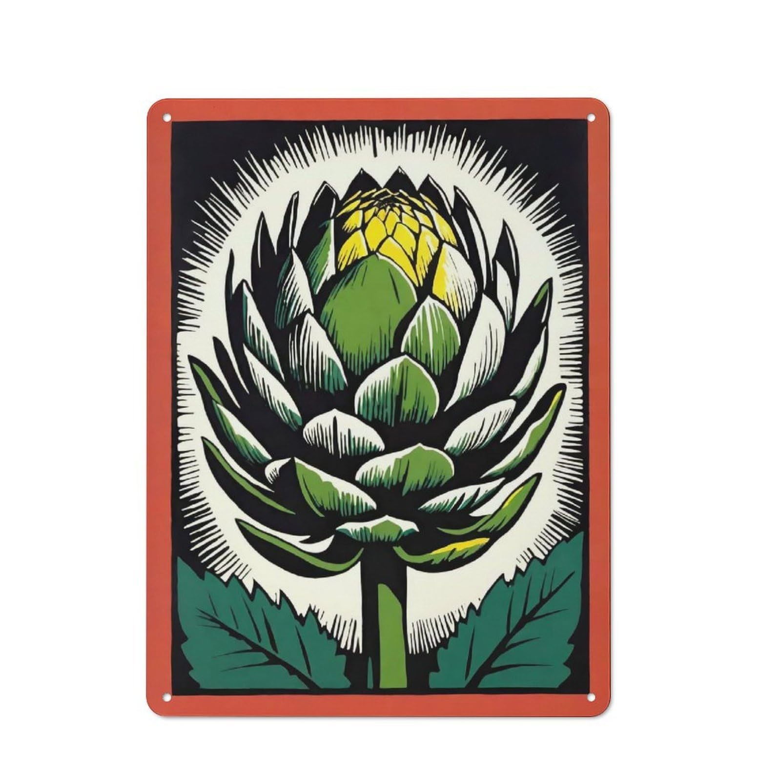 Vintage Artichoke Industrial Metal Wall Decor 40x30cm, Tin Sign for Workshop, Basement, Shed Or Games Room
