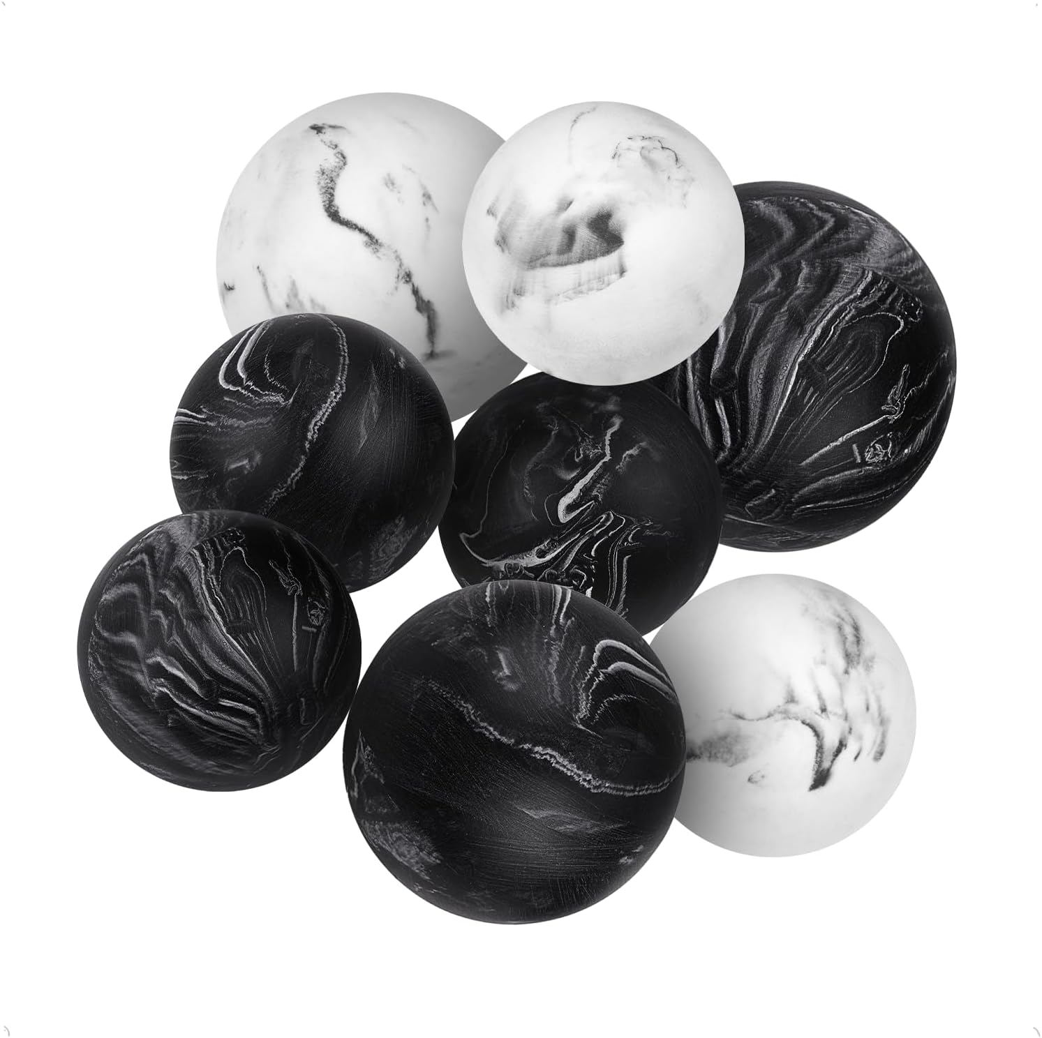 Creative Scents Black & White Set of 8 Marble Look Decorative Balls for Bowls – Decorative Orbs Spheres for Coffee Table Centerpiece, Dining Table, Living Room - Modern Bowl Fillers for Home Décor