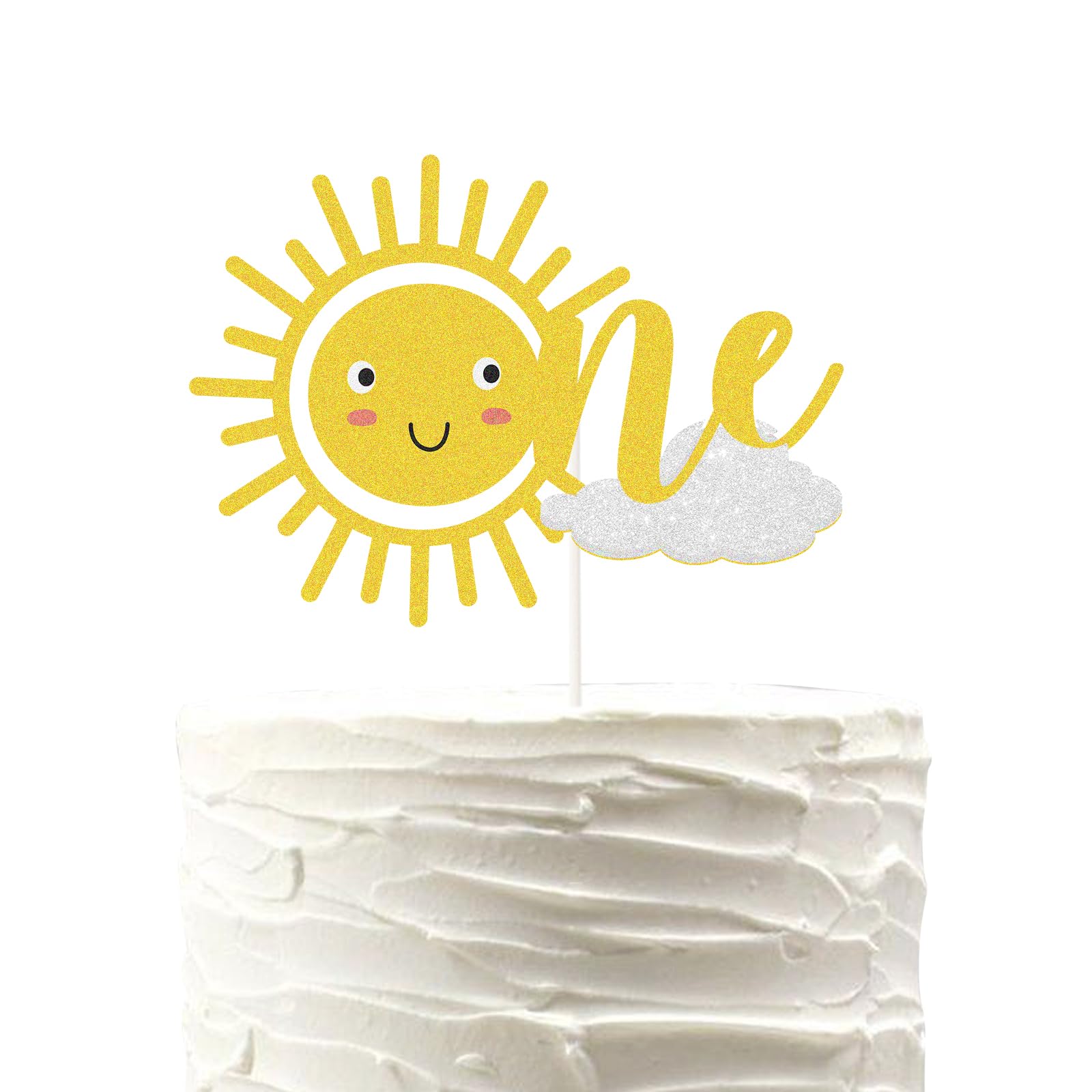 Sun One Cake Topper for Baby 1st Birthday,You Are My Sunshine Cake Topper,Gold Glitter Sunshine First Anniversary Shower Topper.