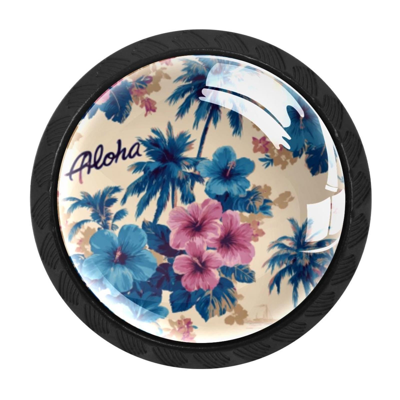 CHENZZZZ 4 Pieces Dresser Knobs Aloha Pattern Drawer knobs Cabinet Knobs Pull Handles for Home Kitchen Office
