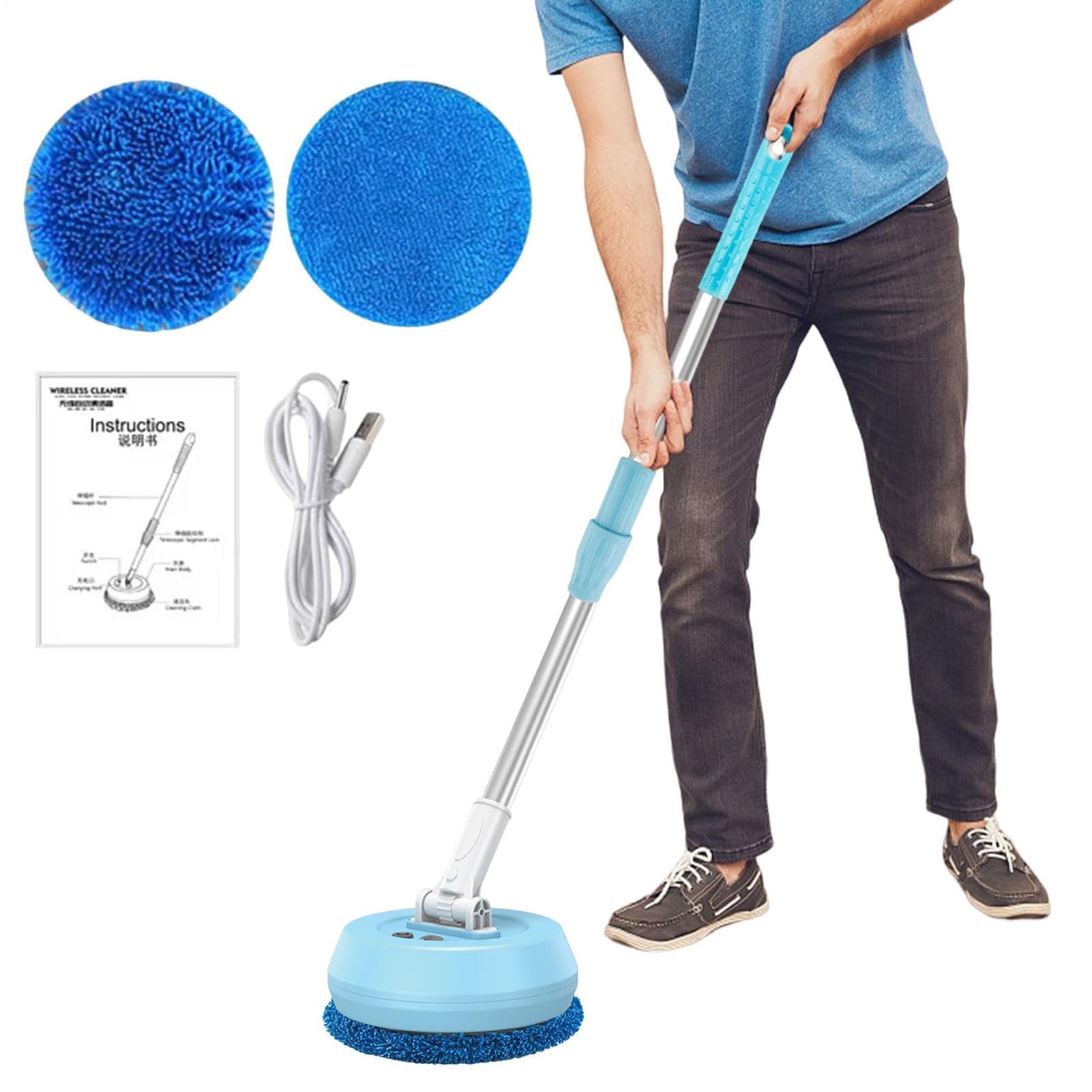 Round Electric Spin Mop | Holzbodenreiniger Mit Rotationsboden, Holzpolierer, Fliesen und Laminat Effiziente Reinigung Und Arbeitsersparnis. Einfach umgehen