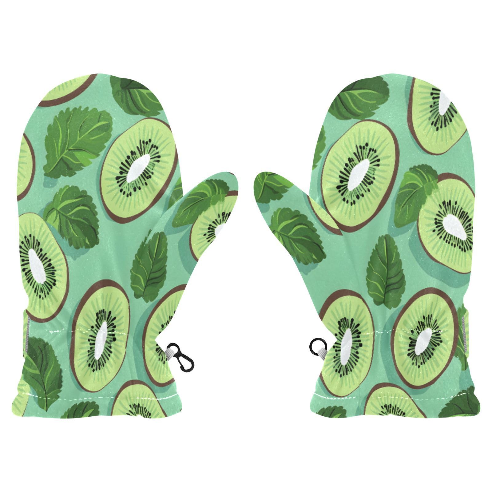 Kid's Winter Gloves Children Warm Gloves Mint Kiwifruit for Boys Girl Age 2-4 Years