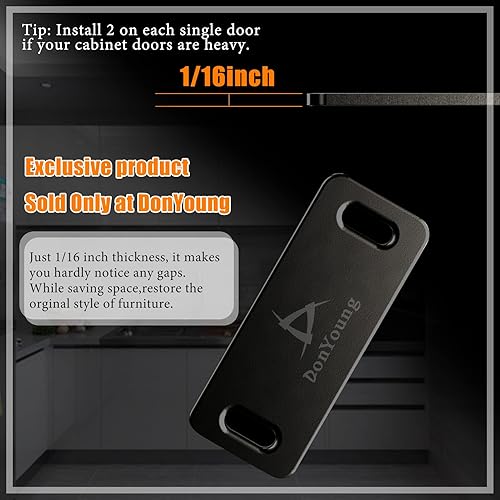 Miniatura 5 de DonYoung Paquete de 8 cierres magnéticos para puerta, pestillo magnético utilitario con adhesivo, imanes de puerta ultrafinos para cajón, armario