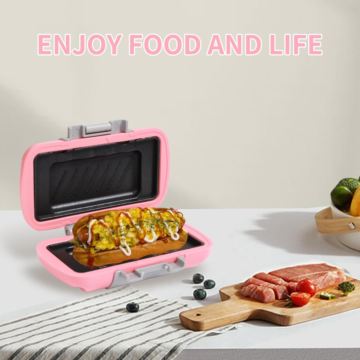 Small Microwave Toastie Sandwich Maker, Nonstick Plate Microwave Panini Grilled Cheese Maker, Versatile Wireless Small Toaster Hot Dog, Dishwasher Safe, Fast Cooking for Breakfast, Snacks, Pink