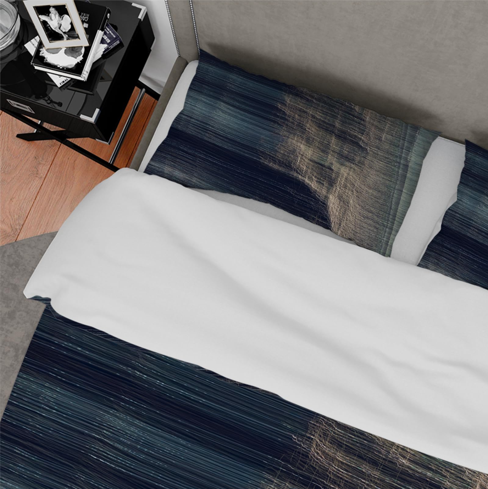 Set de Funda de edredón neutro 3 piezas Textura geológica abstracta Transpirable Lavado Juego de Ropa de Cama de Dormitorio con 2 Almohadas Shams 4 Lazos Cremallera 135 x 200 cm